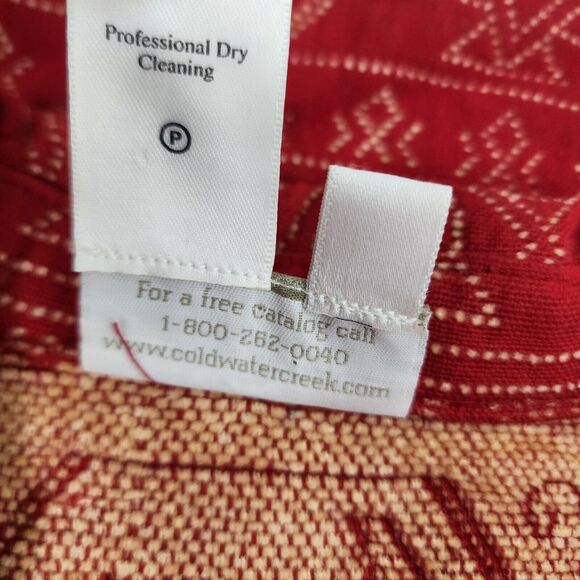 Coldwater Creek Womens Jacket Small Red Cream Embroidered Aztec Southwestern - Picture 9 of 9